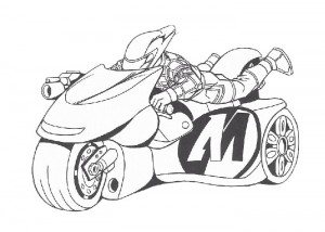 Action man riding his motocycle coloring page