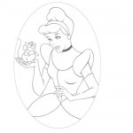Cinderella with mouse coloring page
