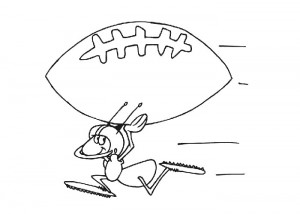 Ant carrying football