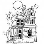 Halloween house coloring page