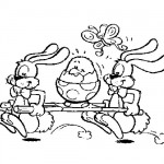 Happy Easter bunnies coloring page