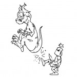Knight kicking dragon coloring page