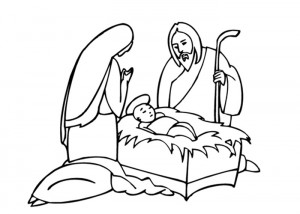 Mary and Jesus coloring page