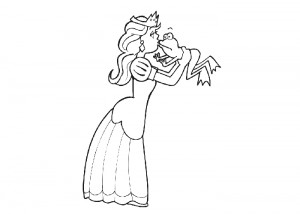 Princess kissing frog coloring page