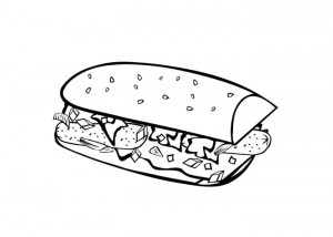Sub sandwich coloring page