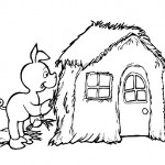 Three little pigs house coloring page