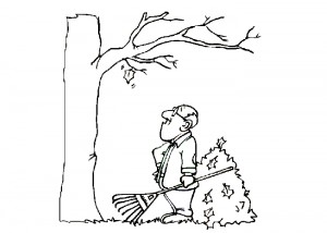 Tree falling leaves coloring page