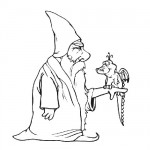 Wizard with dragon coloring page