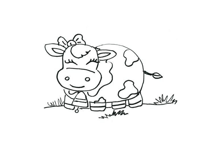 Cute Cartoon Baby Cow Coloring Pages Sketch Coloring Page