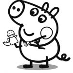 Peppa pig George with dinosaur coloring pages