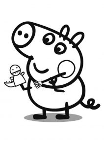 Peppa pig George with dinosaur coloring pages
