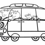 Peppa pig family car coloring pages