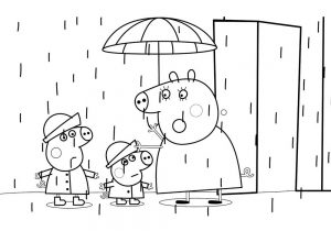 Peppa pig rain umbrella coloring pages
