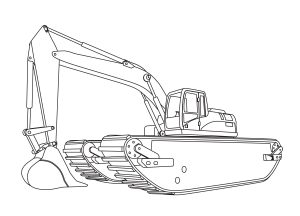 Amphibious excavator coloring pages