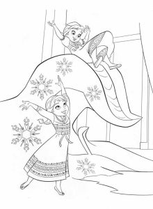 Elsa and Anna children coloring page