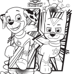 Paw Patrol super pups Chase and Marshall coloring pages
