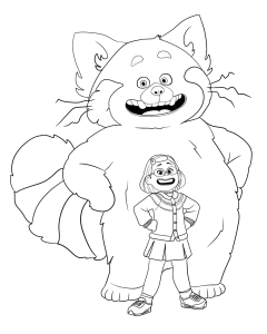 Turning Red coloring pages Red Panda and Girl Mei Lee