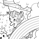 Baby unicorn in magical sky coloring pages
