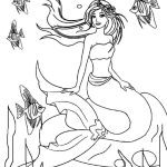 Barbie Mermaid and Fishes coloring pages