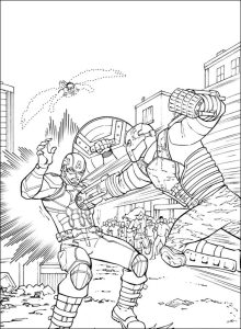 Captain America fighting with Bucky coloring page