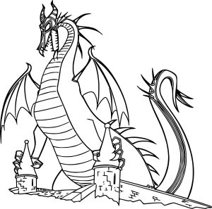 Castle and dragon coloring pages