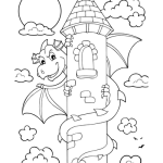 Dragon castle tower coloring pages