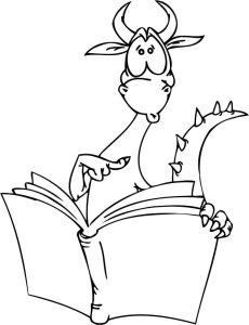 Dragon with Book coloring pages