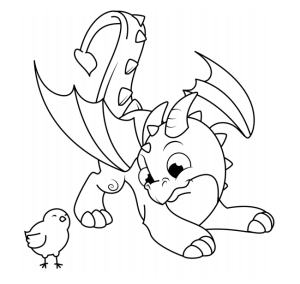 Dragon with chicken coloring pages