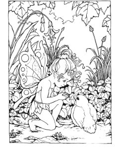 Fairy and Bird coloring pages