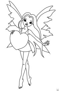 Fairy and Heart coloring pages