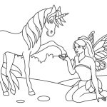 Fairy and Unicorn coloring pages