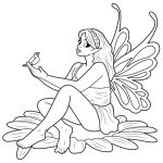 Fairy and a Bird coloring pages