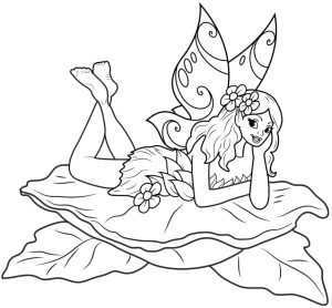 Fairy on a Leaf coloring pages