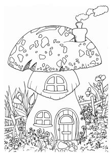 Fairy’s Mushroom House coloring pages