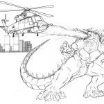 Godzilla attacks helicopter coloring pages