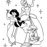 Jasmine with other disney princesses coloring page