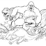 King Kong fighting T-Rex coloring pages