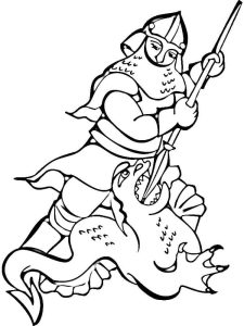 Knight Fighting the Dragon coloring pages