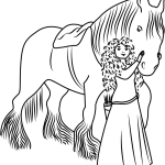 Merida with horse coloring pages