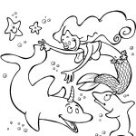 Mermaid and Dolphins Unicorn coloring pages