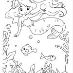 Mermaid and Fishes coloring pages