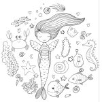 Mermaid and Sea Animals coloring pages