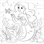 Mermaid with Fish coloring pages