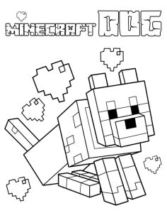 Minecraft dog love coloring pages