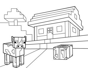 Minecraft house coloring pages