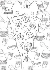 Pizza Pusheen coloring pages