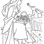 Princess Aurora and rabbit coloring pages