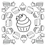 Pusheen Cupcakes coloring pages
