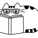Pusheen Reading Book coloring pages