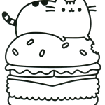 Pusheen cat coloring pages hamburger